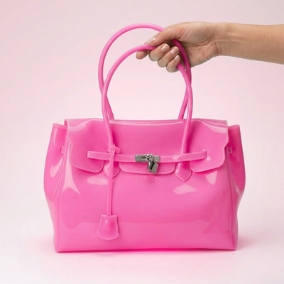 Firkin 35 Bubblegum jelly bag, front view held by hand