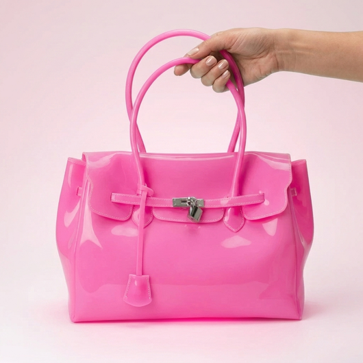 Firkin 35 Bubblegum jelly bag, front view held by hand