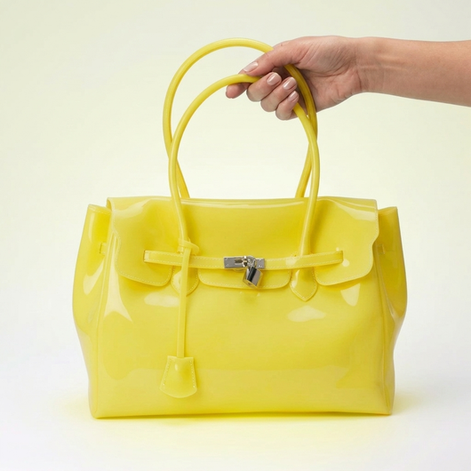 Firkin 35 Lemon Cloud jelly bag, front view held by hand